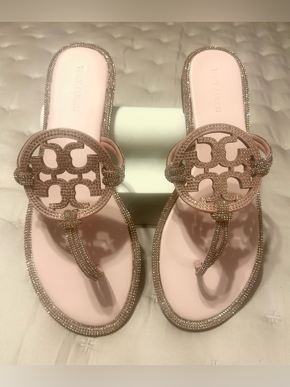 Tory Burch Miller Pavé Knotted Sandals Rose Pink EU 40 US 9.5